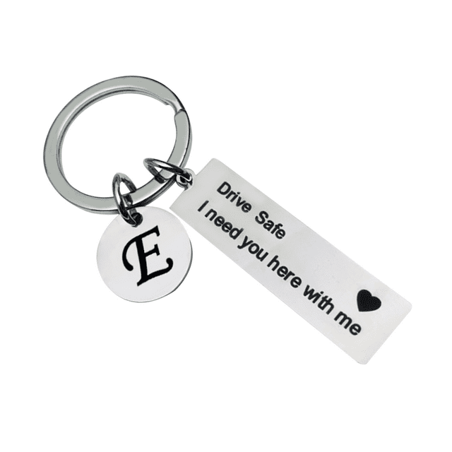 facefd 1/2/3/5 Drive Safe Keychain Initials Lettering Men Women Boyfriend Husband Key Chain E 1 Pc