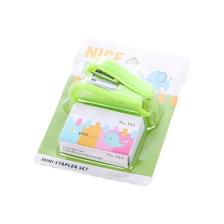 SEIWEI 1 Set Mini Staplers Staple Compact Manual Stapler Student Stationery Office Supplies Green