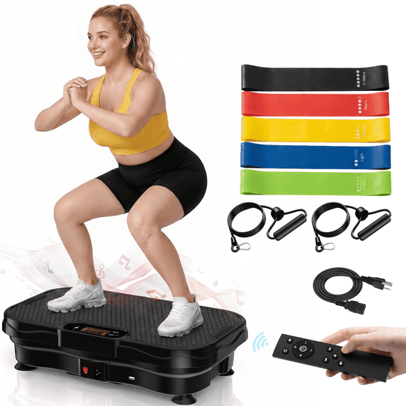 Furaso Vibration Plate Exercise Machine,5 Resistance Bands & Remote Control – 330 lbs Capacity Whole Body Workout Platform for Weight Loss, Muscle Toning & Home Fitness