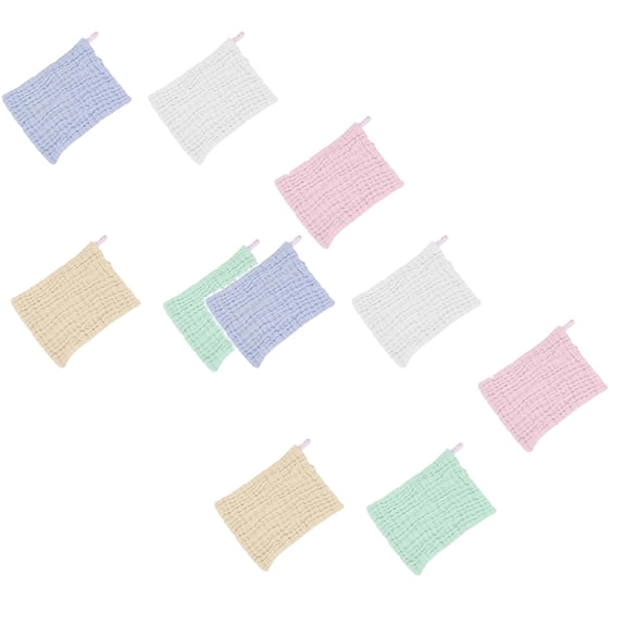 10 Pcs Cotton Washcloths, Solid Color Face Towels, Muslin Cotton Face Towels Bath Small Towels for Bathroom Travel Home Kitchen 12 x 12"