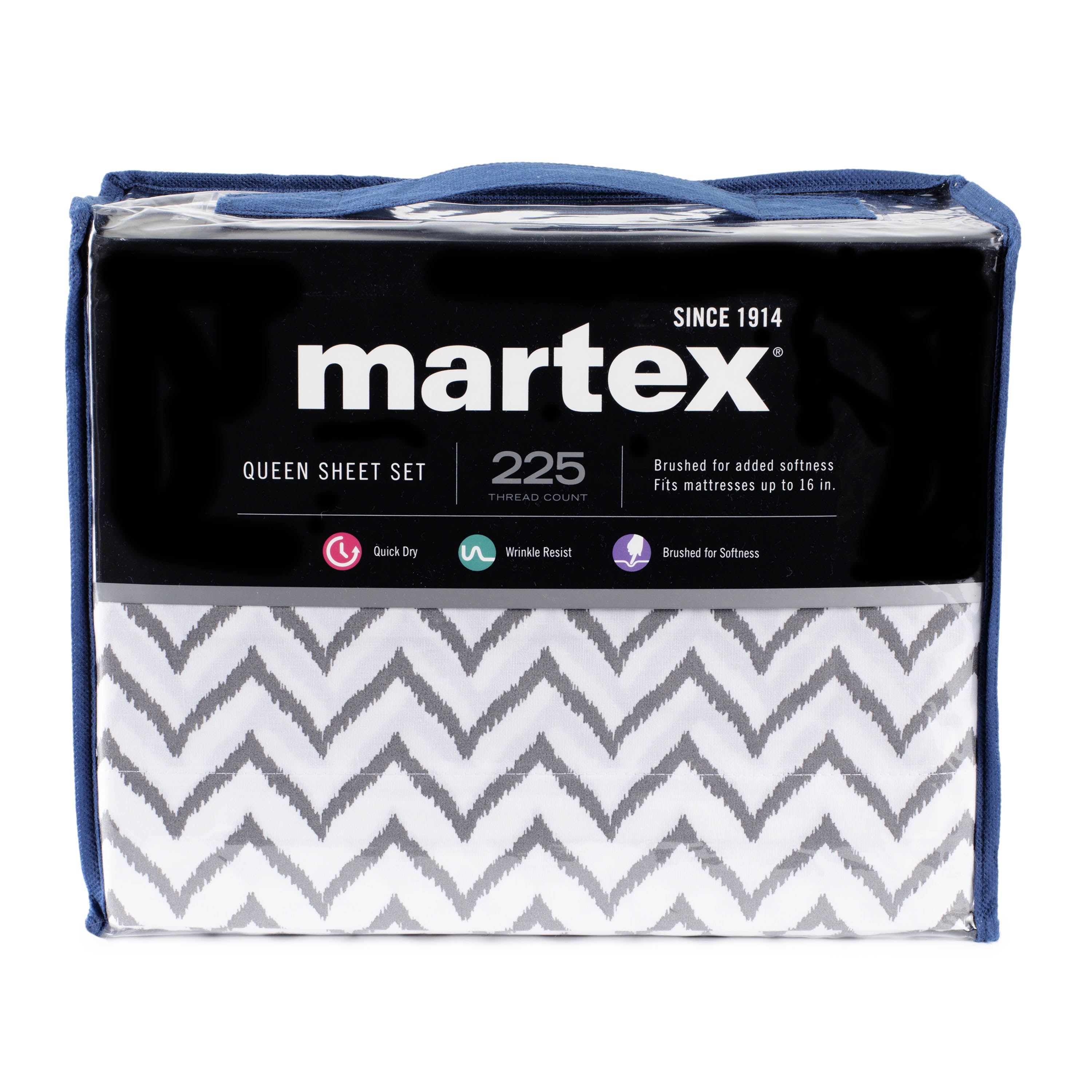 Soft Lightweight Brushed Cotton Blend Bed Sheet Set – 4-Piece Queen – Chevron