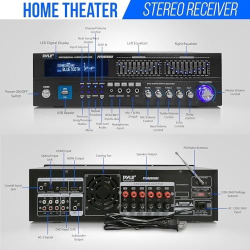 Pyle Bluetooth Amplifier Pyle 2000W 2-Channel Bluetooth Power Amplifier ...