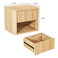thumbnail image 3 of Zimtown Fluted Floating Nightstand Set of 1, End Table Wooden Bedside Table Large Capacity Easy to Assemble, Wood, 3 of 7