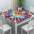 thumbnail image 3 of Colorful Rainbow Tie Dye Spiral Pattern Square Fitted Tablecloth with Elastic Edge,Square Table Cover,Washable Elastic Table Cover for Home Kitchen Party Decor 34"x34", 3 of 6