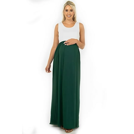 

KOGYAS Womens Maternity Tank Dress Loose Color Block Sleeveless Knee Length for Baby Shower