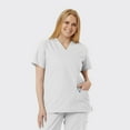 thumbnail image 1 of SPECTRUM UNIFORMS Scrub Tops Medical Unisex V-Neck Yoga Soft Fabric Medical Professionals Hospital and Lab Workwear Nurse Top White, 1 of 5