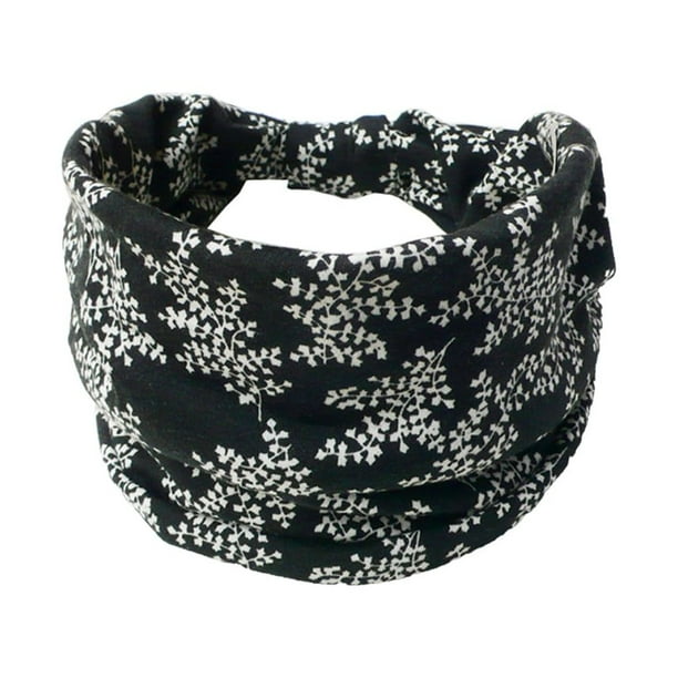 Sonducket Diademas Bohemian Sport Banda para el sudor Pañuelo de ala ancha Accesorios Yoga Accesorio para el cabello floral negro
