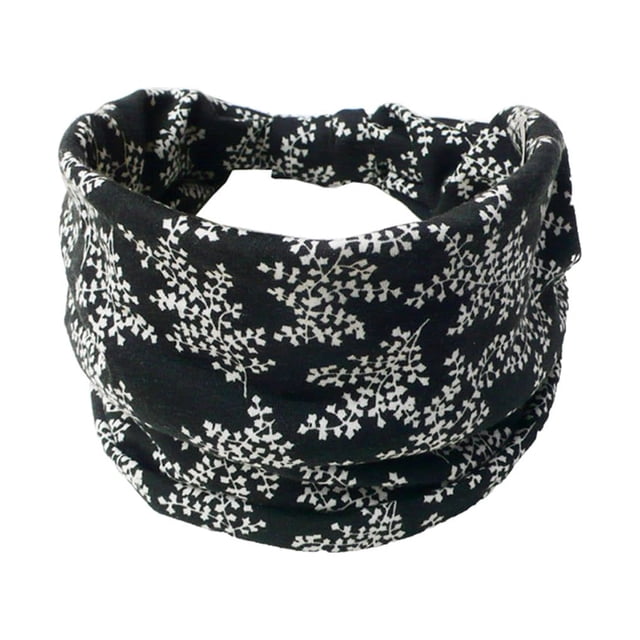 Sonducket Diademas Bohemian Sport Banda para el sudor Pañuelo de ala ancha Accesorios Yoga Accesorio para el cabello floral negro