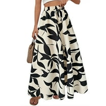 Women's High-End Pleated Drape Long Skirt - Lightweight Printed Elastic Waist Skirt for Commuting, Business Casual, and Formal Occasions,White S
