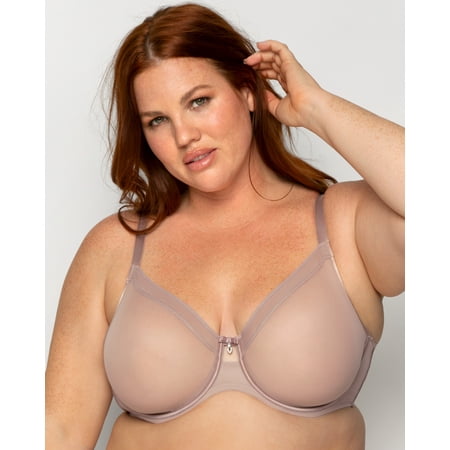 Curvy Couture Women s Plus Size Sheer Mesh Full Coverage Unlined Underwire Bra