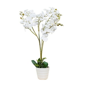 The Garden - Planta Artificial Orquidea 7 Varas 85 Cm Pot Blanco