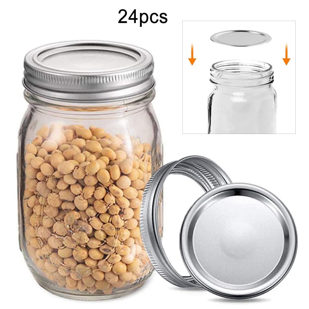 Details about   24PCS Wide Mouth Canning Lids Ma-son Jar Lid Jar Caps Storage Bands Leak-Proof 