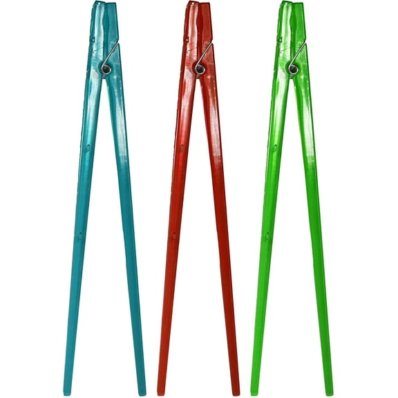 Set of 3 Acrylic Assorted Clothespin Chopsticks! 9" inches Long - Beginners chopsticks perfect for Any occasion - Red, Green, and Blue!