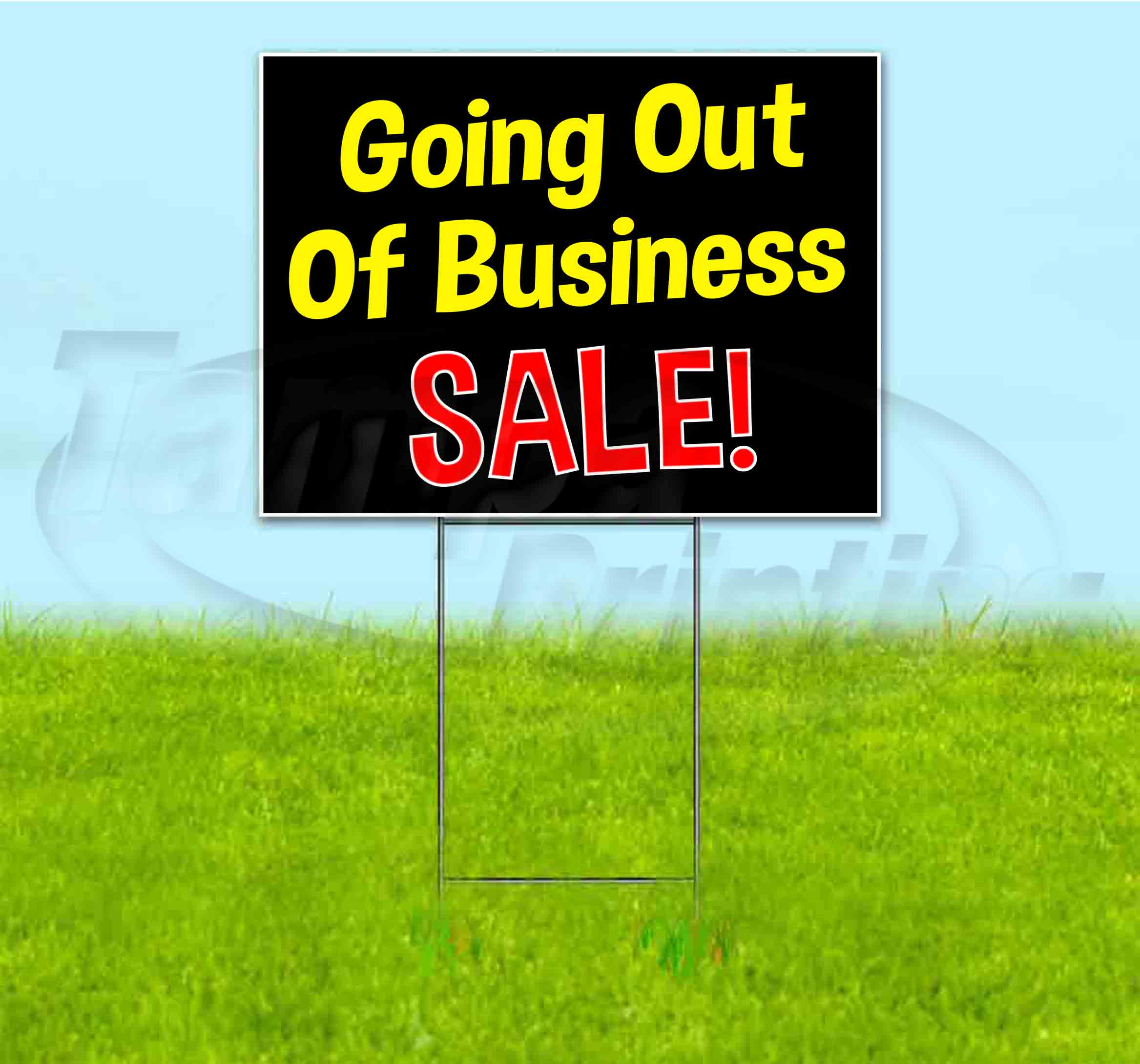 Going Out Of Business Sale (18"" X 24"") Yard Sign, Includes Metal Step Stake