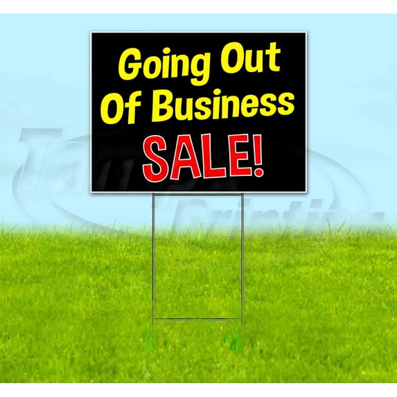 Going Out Of Business Sale (18" x 24") Yard Sign, Includes Metal Step Stake