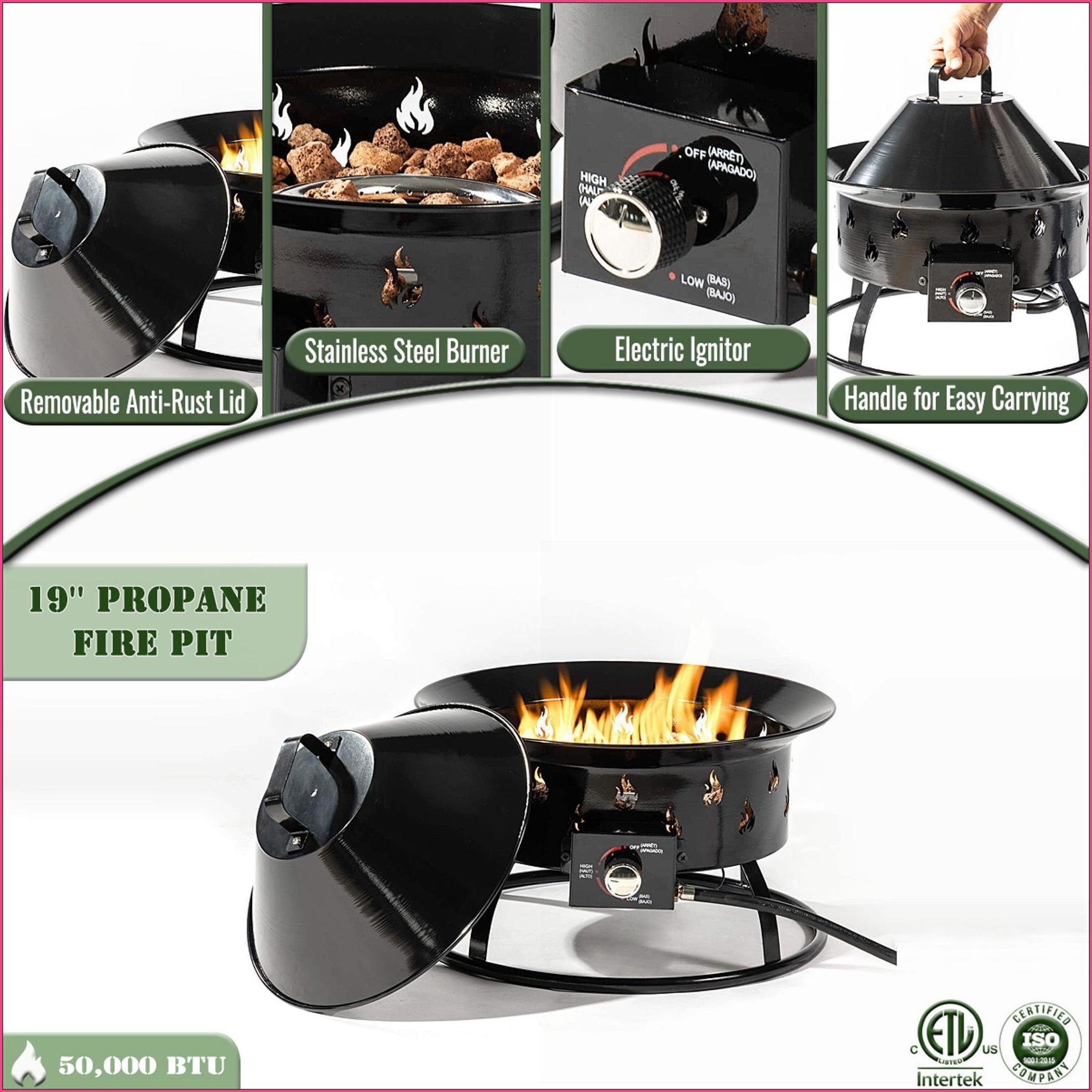 Outdoor Stoves | 19" 50000 BTU Round Propane Fire Pit | Fogon Exterior | Modern, for Patio Deck Backyard | Black
