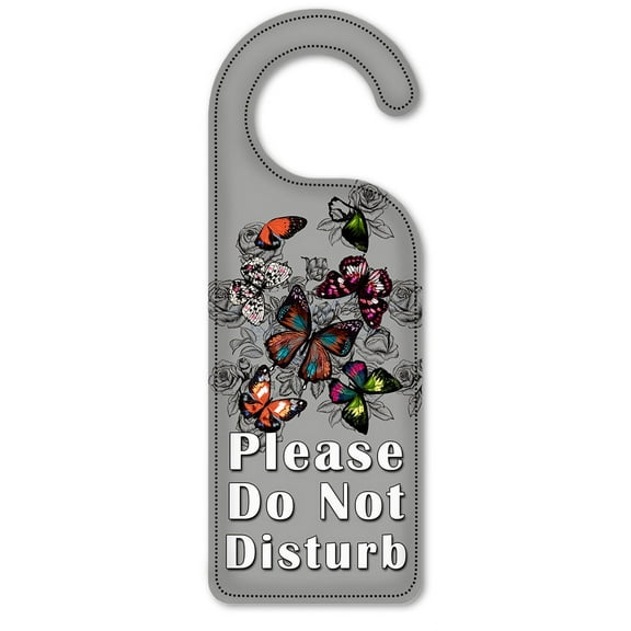 Do Not Disturb Door Knob Hanger Sign - Colorful Butterflies with Roses