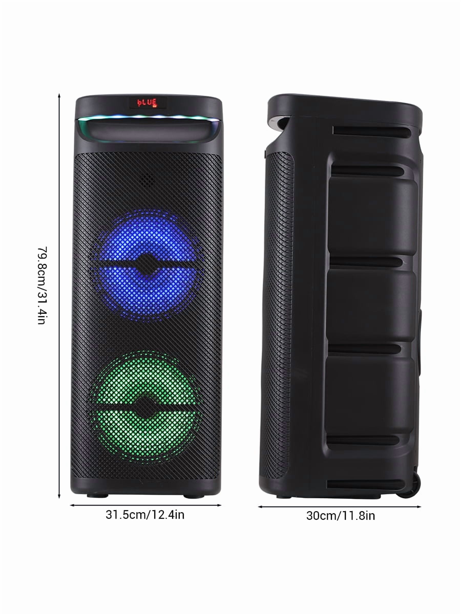RIDWIND 5000W Peak Power Dual 10" Woofers Portable Party Speaker, Indoor & Outdoor Loud Heavy Bass Sound System with Microphone, RGB Lights, Remote Control, Support TWS/USB/FM, Rechargeable Battery