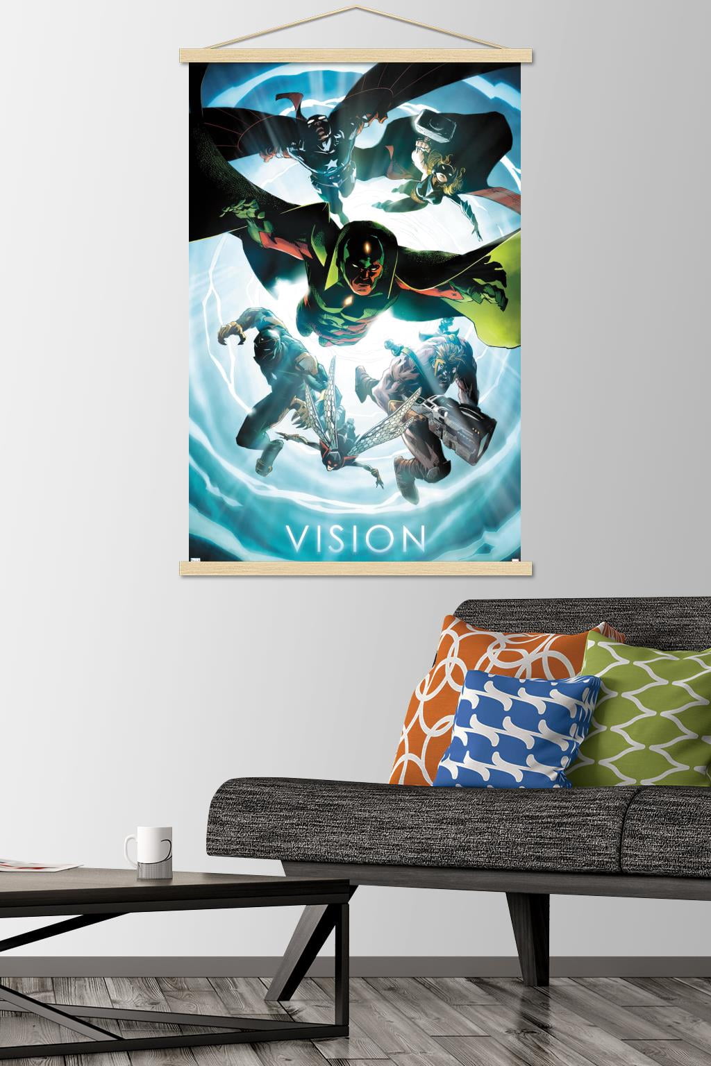 Marvel Comics - Vision - Avengers #1 Wall Poster with Wooden Magnetic Frame, 22.375" x 34"