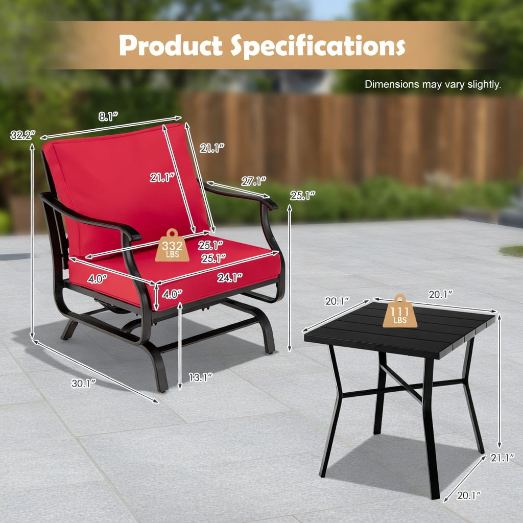 Hommoo 4-Piece Outdoor Patio Conversation Set, Steel Frame with Polyester Cushions, Includes Loveseat, 2 Chairs & Side Table for Backyard, Poolside & Garden, White & Blue