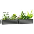 thumbnail image 1 of Outsunny Ensemble de 2 Bacs de Jardin Surélevés, Jardinière Galvanisée, Gris Pâle, 1 of 10