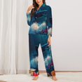 thumbnail image 2 of Fuzoiu Fantasy Underwater Adventure Print Women's Long-Sleeved Pajama,Lounge Button Down Nightwear,Womens Notch Collar Pajama Set-Small, 2 of 7