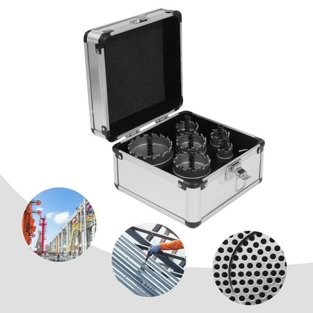 

Miumaeov Carbide Hole Saws Hole Cutter Set 9 Piece 6-Piece Hole Cutter 2-Piece Pilot Drill Bits 1-Piece L-Wrench and Molded Aluminum Case for Hard Metal