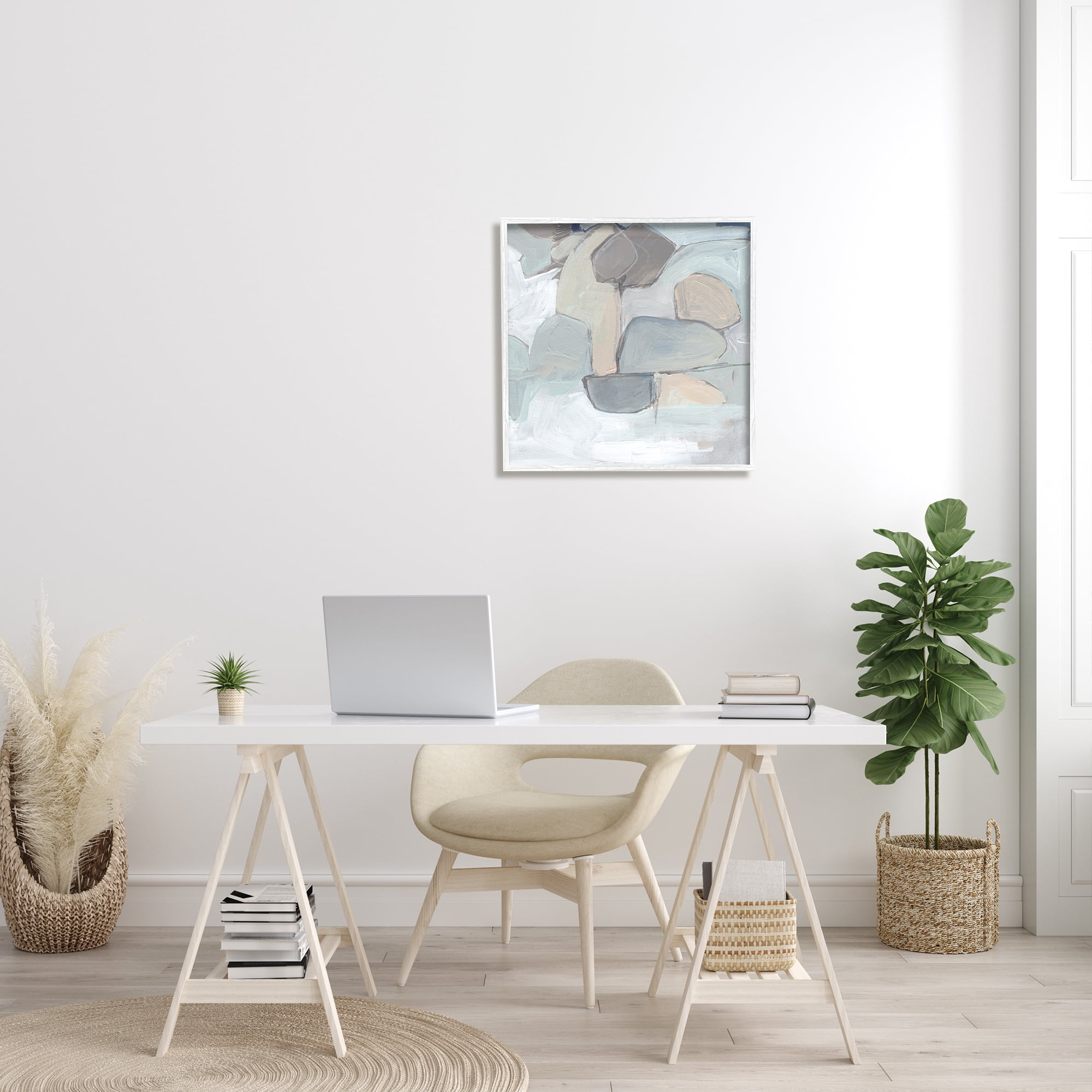 Stupell Industries Abstract Neutral Geometric Shapes Round Rock Landscape, 24 x 24, Designed by Jennifer Paxton Parker