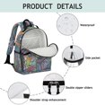 thumbnail image 4 of Blue Pioneer Flower and Paisley Pattern Backpack for School,Cute School Bag,Schoolbag with Adjustable Shoulder Straps & Padded Back,15.25"x11.5"x5.25", 4 of 5