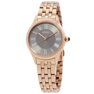 Seiko Women's SNDZ20 Velatura Black Dial Brown Leather Strap