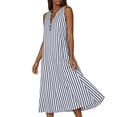 thumbnail image 5 of Snorda Women's Striped Dress Summer Round Neck Sleeveless Striped Solid Color Casual Dress Flowy Sundress Ideal for Daily Wear Beach Vacation & Party, 5 of 7