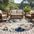 thumbnail image 4 of Large Round Rug 8Ft Washable Non-Slip, Vintage Blue Floral Circle Area Rugs for Living Room Bedroom, Butterflies Watercolor Flower Tan Indoor Floor Mats Carpet Runner for Home Decor, 4 of 8