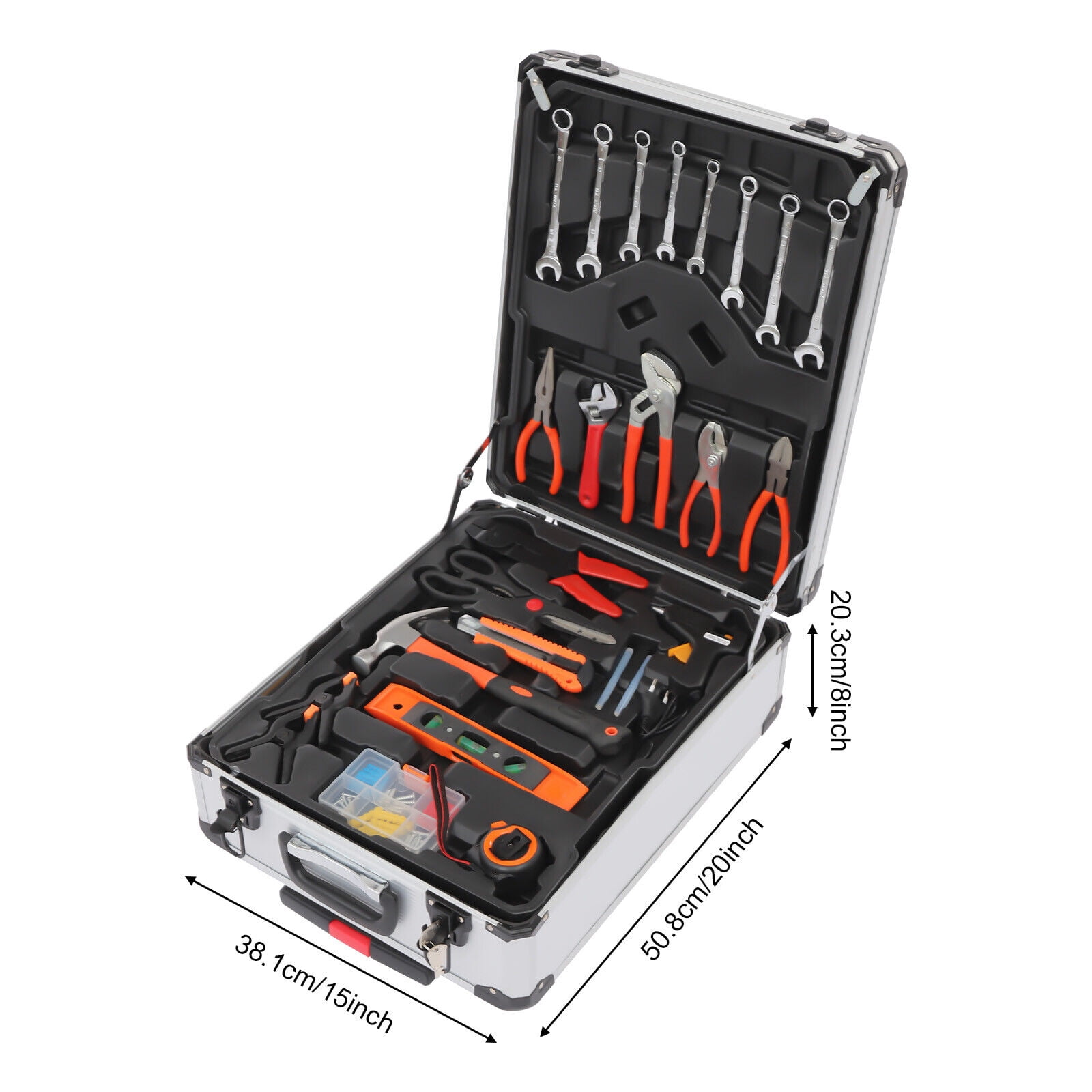 187pcs Practical Trolley Case Tool Box Set Silver Household Hand Tool Kit Mixed Hand Tool Kit House Repair Kit Set Gift on Father's Day (Silver)