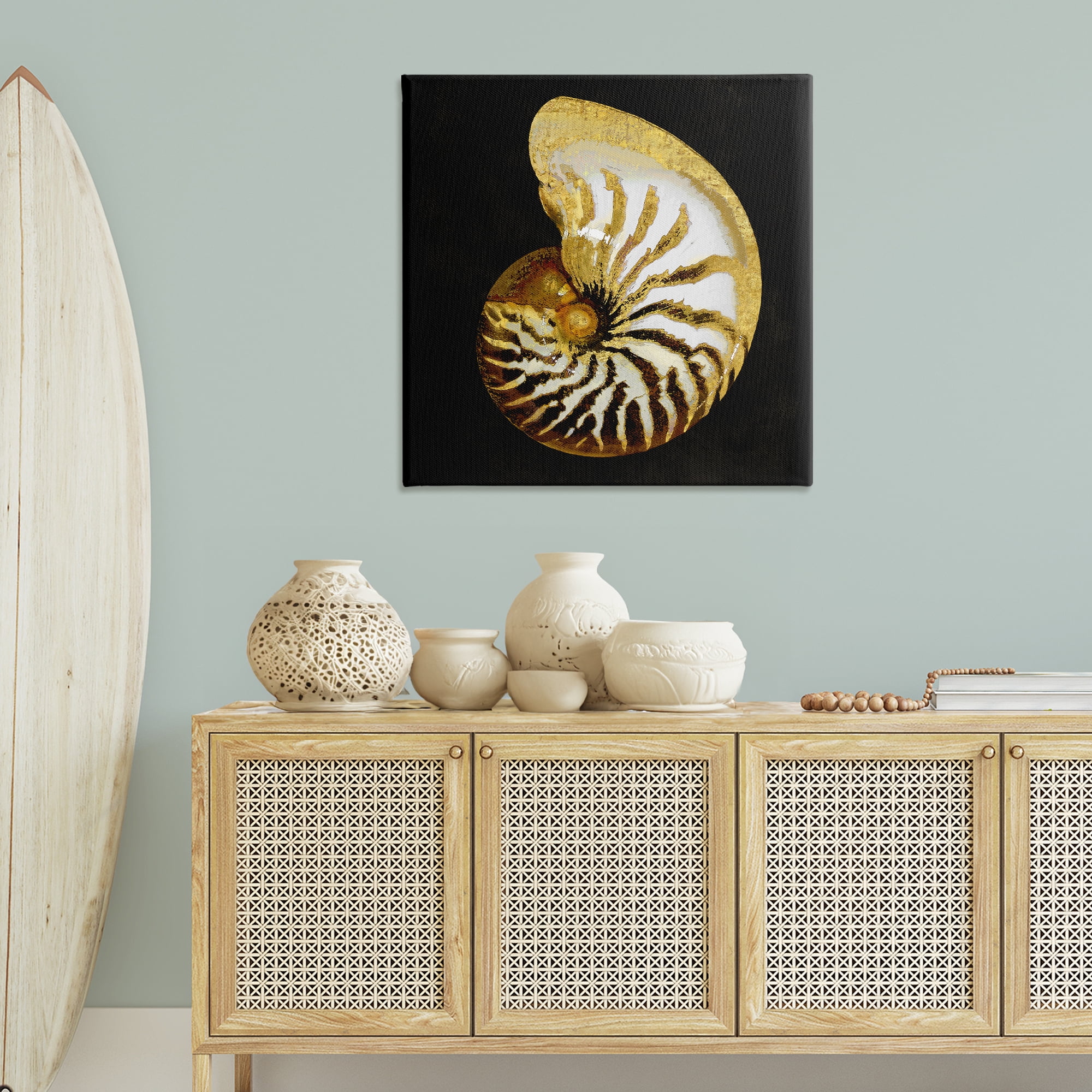 Stupell Industries Spiral Patterned Shell Nautical & Beach Painting Wrapped Canvas Art Print Wall Art, 36 x 36