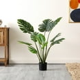 thumbnail image 2 of SAFAVIEH Faux Monstera 43" Potted Tree, Green, 2 of 5