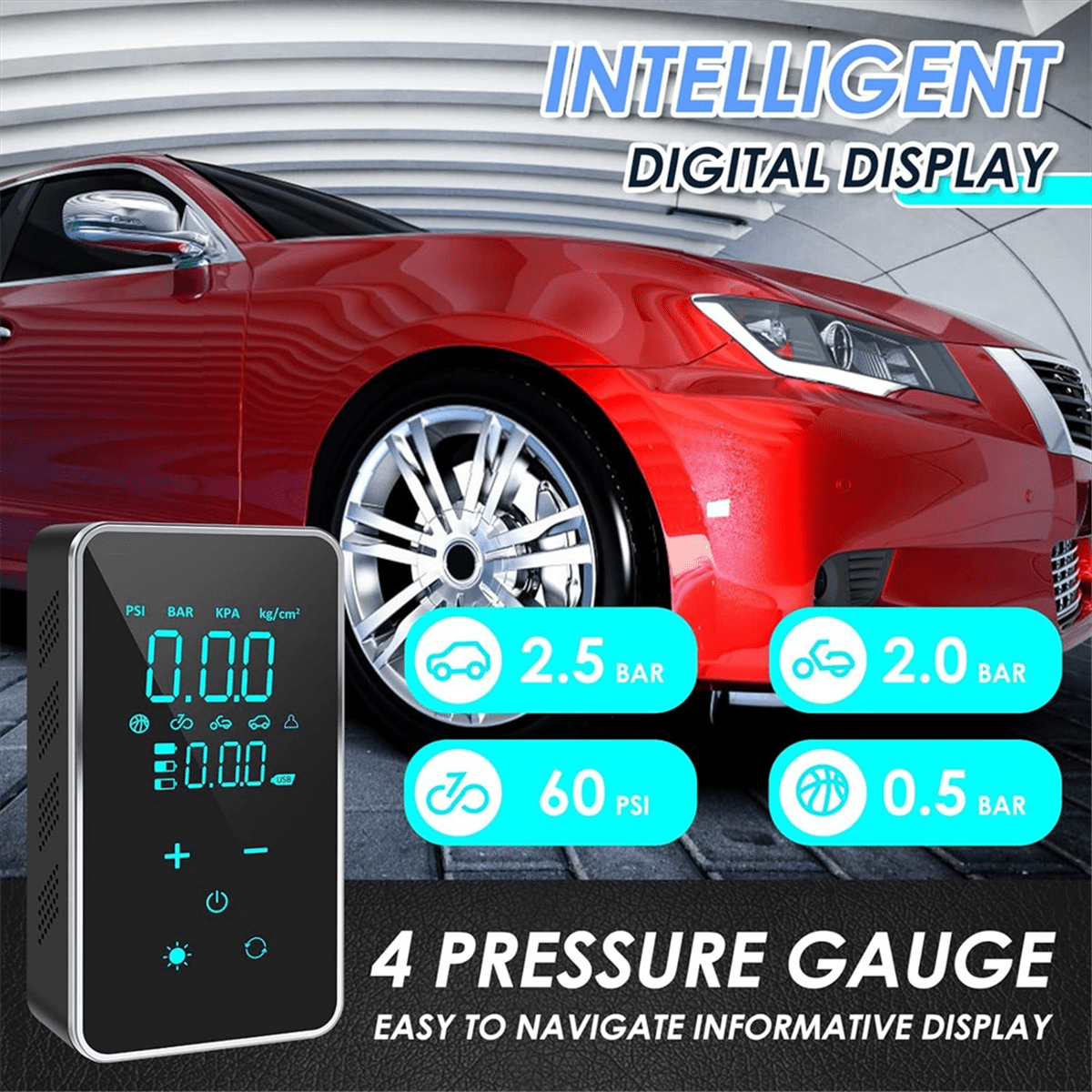 Btire Inflator Portable Air Compressor,150 PSI Cordless Tire Inflator, Rechargeable Cordless Air Pump for Car,