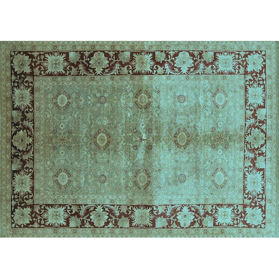 Ahgly Company Indoor Rectangle Oriental Light Blue Industrial Area Rugs, 5' x 8'