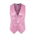 thumbnail image 5 of INSPIRE CHIC Shiny Sequin Vest for Men's V-Neck Party Sleeveless Suit Waistcoat S Pink, 5 of 5