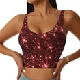 thumbnail image 2 of Haiem Red Glitter Texture Pattern Womens Sports Bra - U Neck Padded Low Impact Yoga Bra Workout Crop Top Gym Moisture-Wicking Workout Vest -, 2 of 9