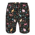 thumbnail image 4 of Wukai Cute Rabbit And Flower Print Beach Trunks with Compression Liner Swimsuit Quick Dry Beach Sports Shorts with Pocket-3X-Large, 4 of 8