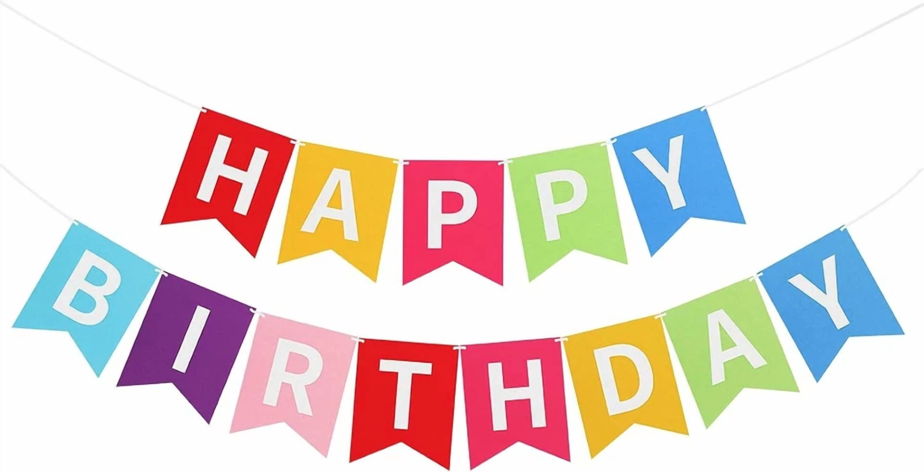 4Pcs Happy Birthday Banner Colorful Birthday Party Decor Rainbow Felt Garland