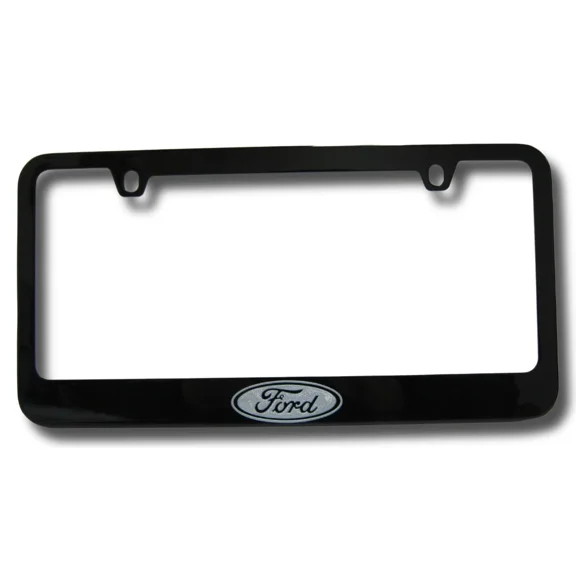Ford Oval Engraved Logo Solid Metal Black License Plate Frame Official Licensed