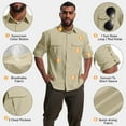 thumbnail image 6 of FEN AI Mens Button Long Sleeve Shirts for Fall Safari Fishing with 2 Pockets UPF 50+ Sun Shirts Men Casual Tops Khaki, 6 of 8