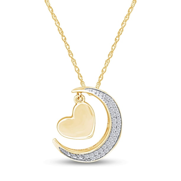Jewel Zone Us Mother S Day Jewelry Gifts White Cubic Zirconia I Love You To The Moon Back Pendant Necklace In 14k Yellow Gold Over Sterling Silver Walmart Com Walmart Com