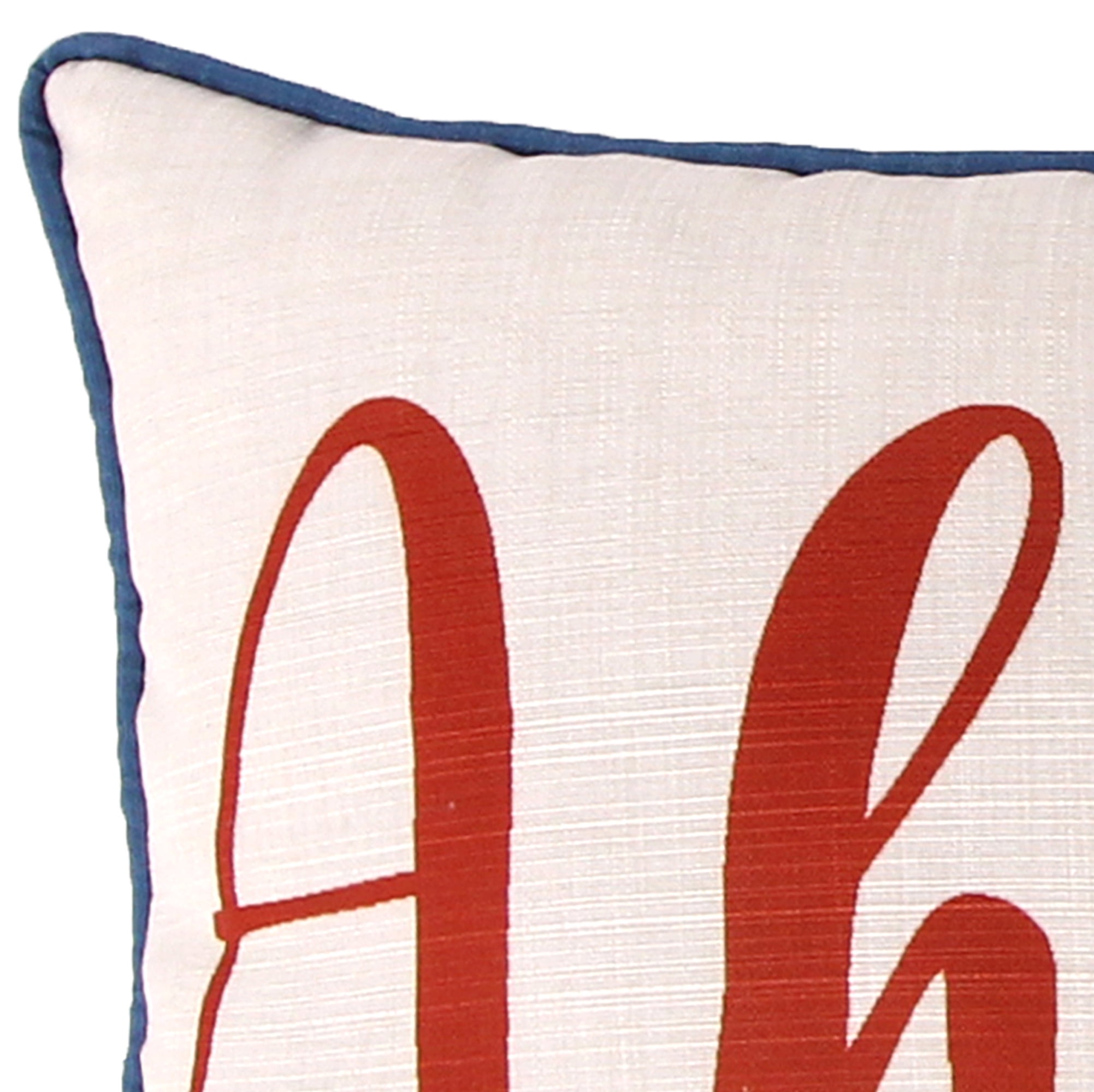 Jordan Manufacturing 20" x 14" Cream, Red and Blue Ahoy Anchor Nautical Rectangular Decorative Lumbar Throw Pillow with Welt