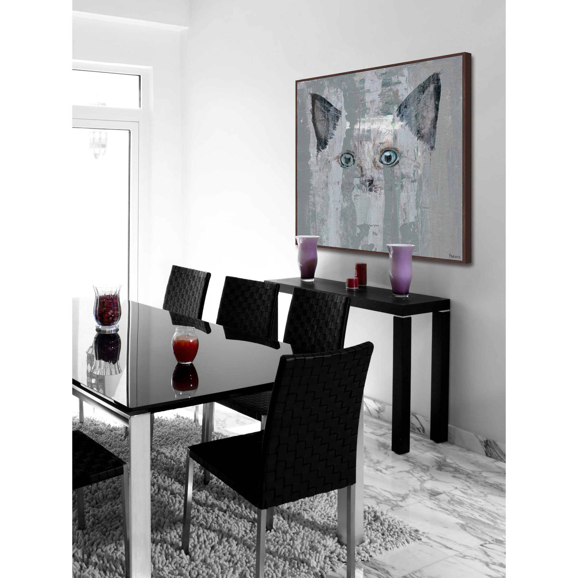 "Blue-Eyed Cat" Floater Framed Painting Print on Canvas