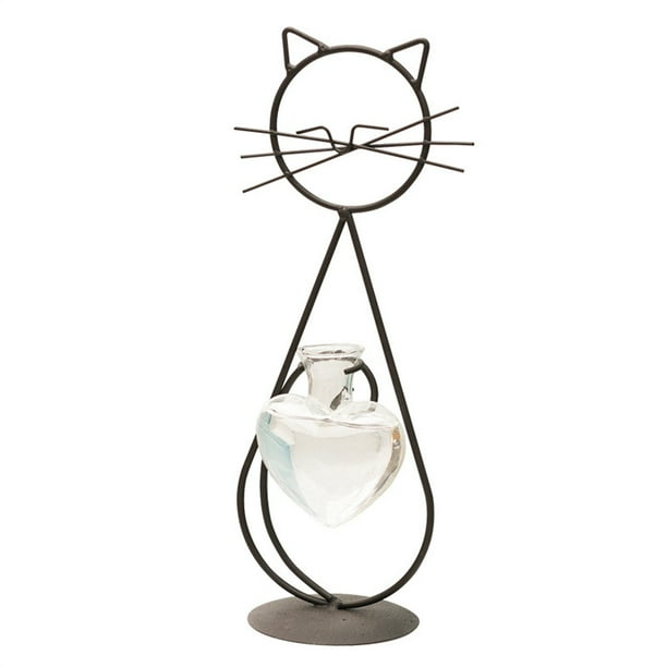 Jarrón de hierro para arreglos florales | Maceta hidropónica moderna para decoración del hogar | Centro de mesa para sala de estar y comedor | Jarrón de vidrio con marco de metal