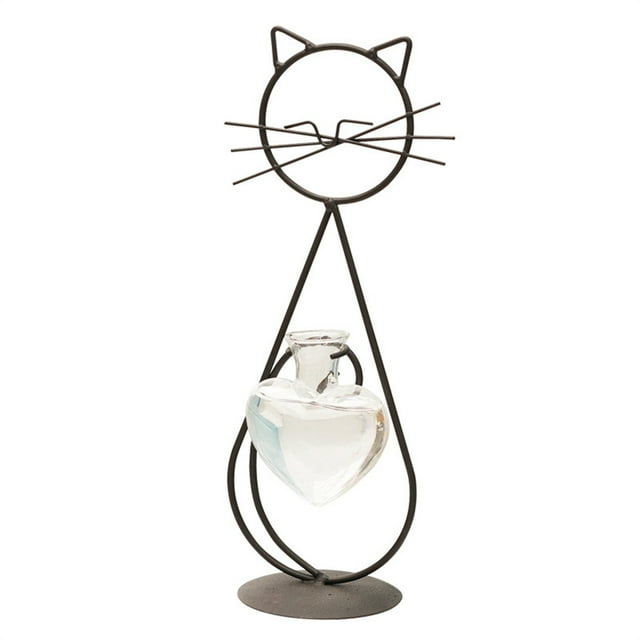 Xihbxyly Arreglo Floral de Hierro con Diseño de Gatos, Diseño Único y Moderno, Jarrón de Vidrio de Borosilicato Transparente, Decoración de Mesa para El Hogar, Complemento para Sala de Estar o Comedo