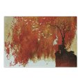 thumbnail image 1 of Fall Cutting Board, Woman in White Dress Swinging Doves Under a Tree with Leaves in Orange Shades, Decorative Tempered Glass Cutting and Serving Board, Small Size, Orange Brown White, by Ambesonne, 1 of 1