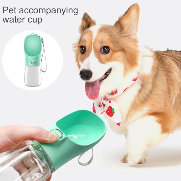 Muyoka Botella de agua portátil para mascotas Taza de agua para perros de 550 ml con alimentador para beber y cordón Dispensador de agua para mascotas duradero para PC para caminar al aire libre Uso e Muyoka Hogar
